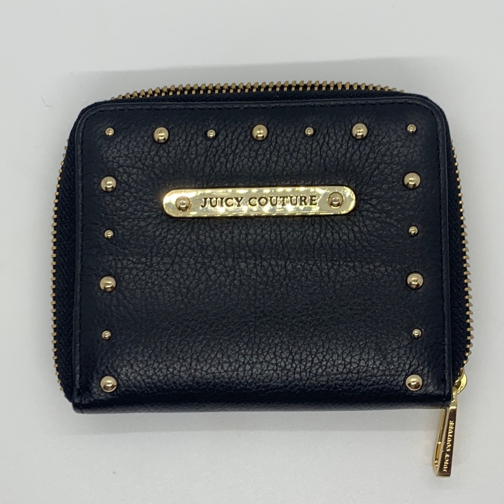 Juicy Couture Black leather and gold studded zip around leather wallet